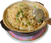 Kohlrabi and pork clay pot rice